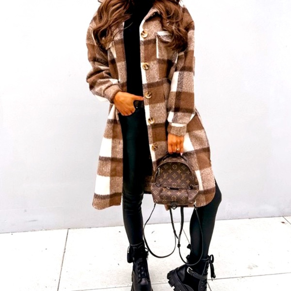 Plaid Print Long Sleeve Shacket